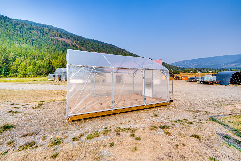 Side view of the Sprout greenhouse showing the full length