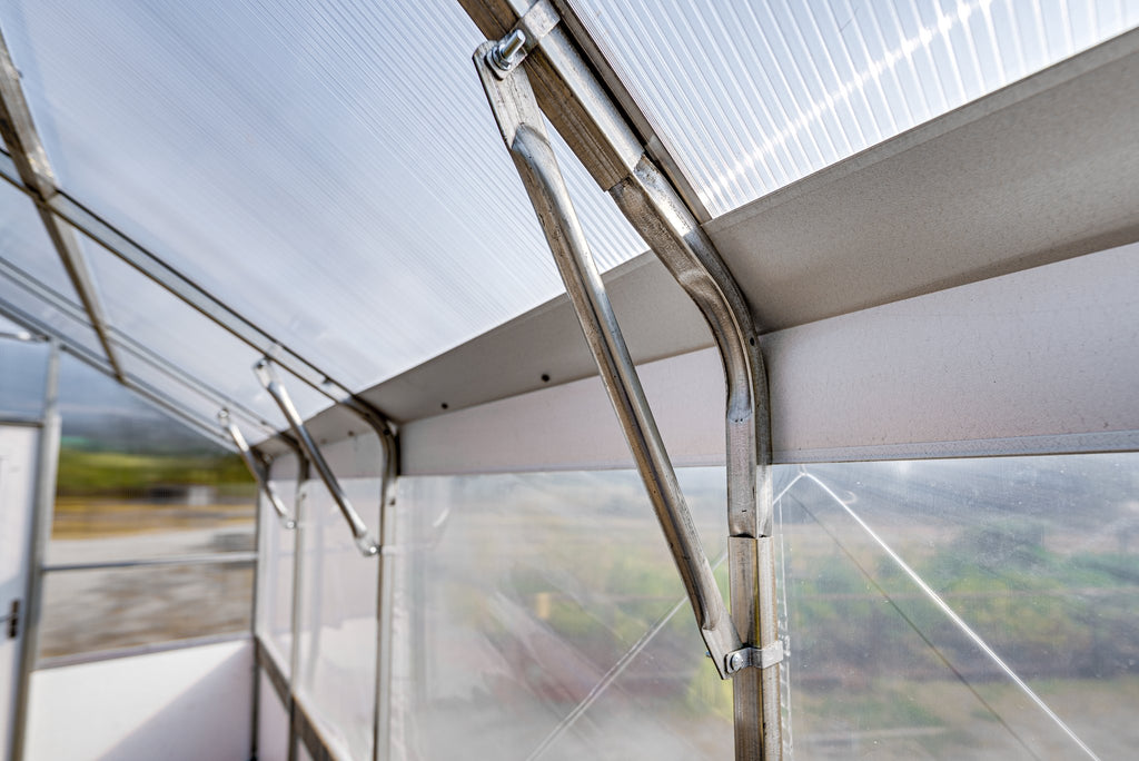 Roof vent arm and galvanized steel frame detail