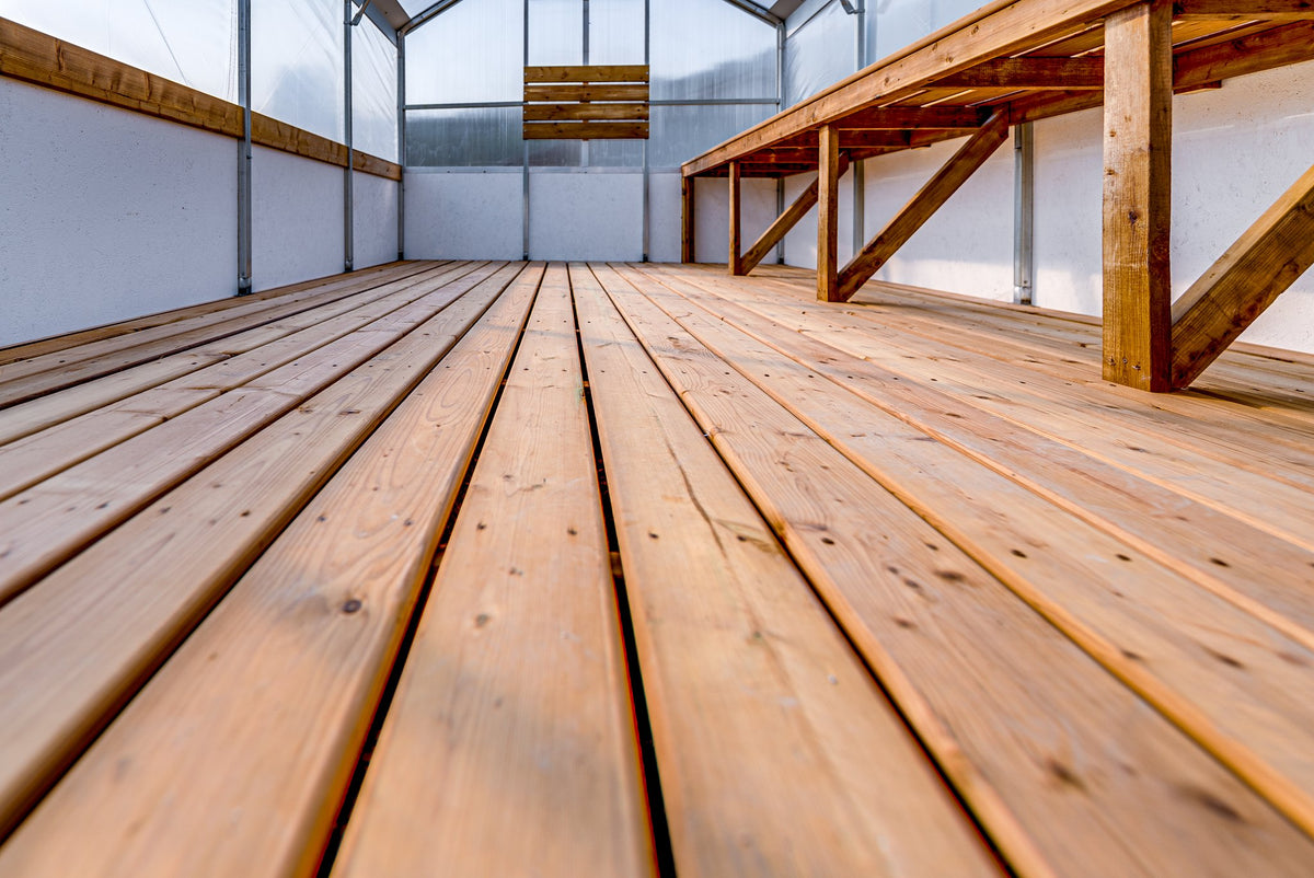 Plank deck inside the Harvest greenhouse